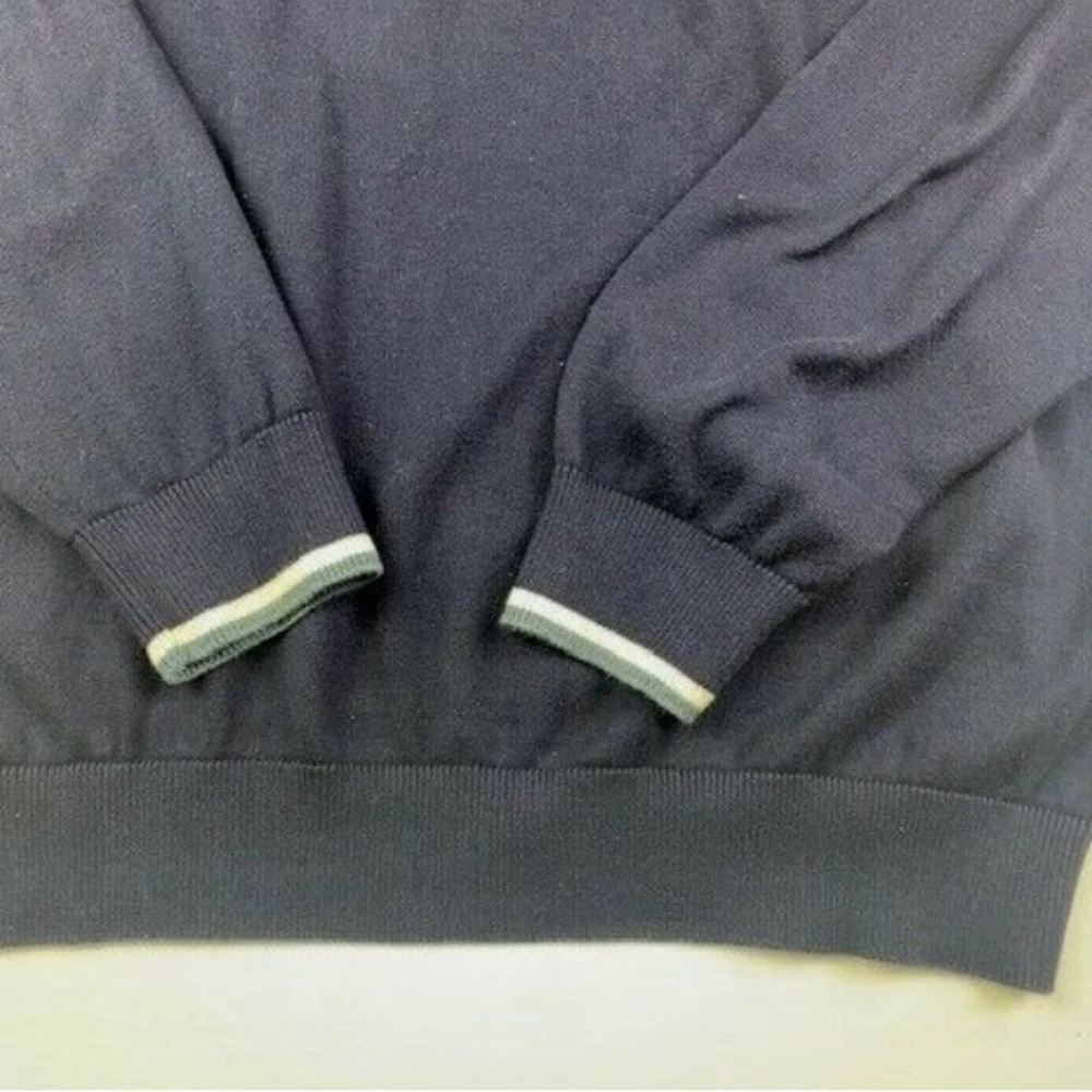 LACOSTE Mens V Neck Cotton Pullover Sweater Size 6 Navy - Picture 3 of 8